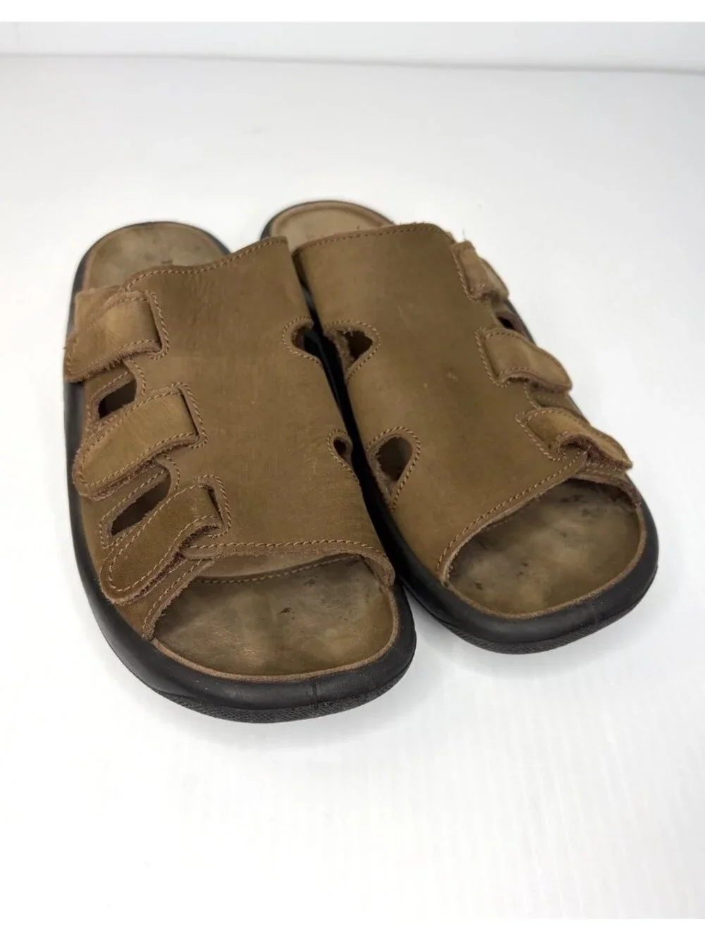Hammacher Schlemmer Walk On Air Leather Strap Sandal Mens 44 EU Sz US 10 - 10.5